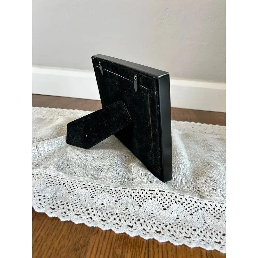 Vintage Black Lacquer Piano Keys Picture Frame